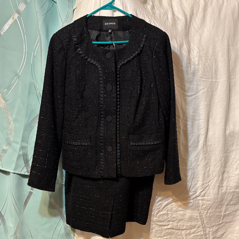 Women's Black Jacket & Skirt Set